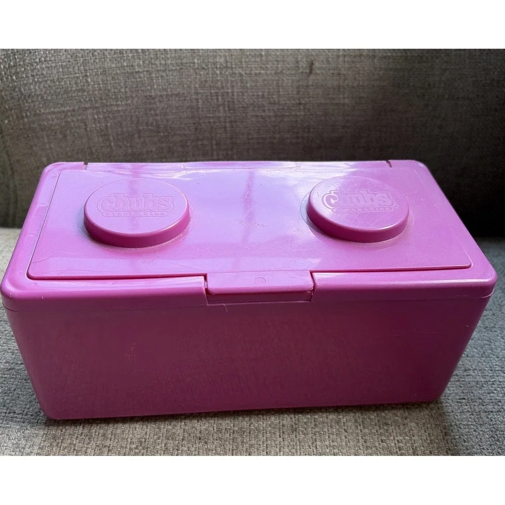 80s 90s Vintage Chubs Baby Diaper Wipes Block Stackable Storage Container PURPLE